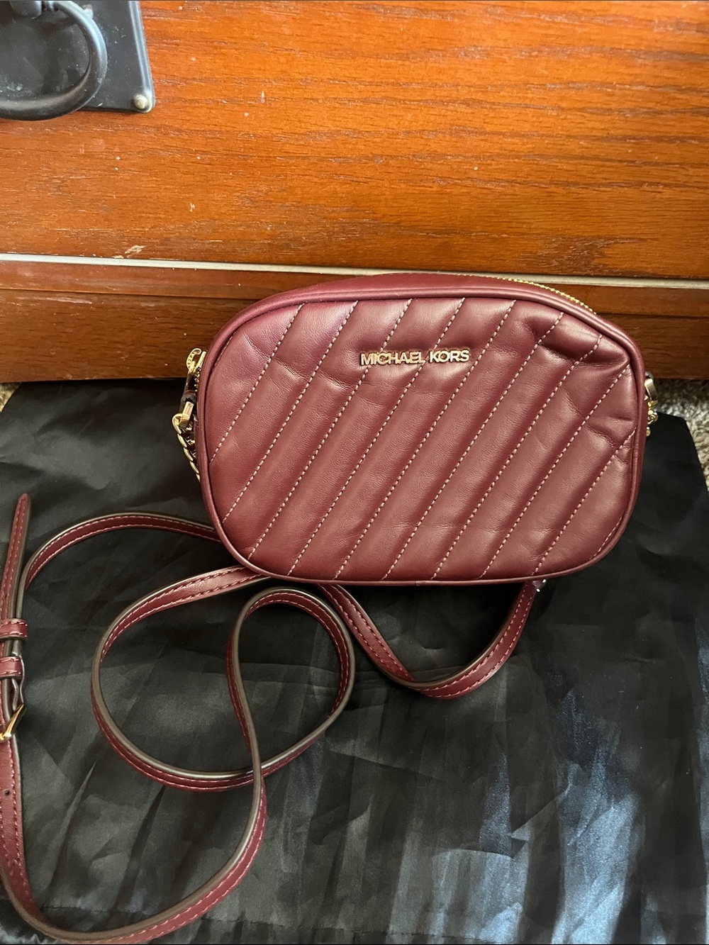 Michael Kors Quilted Wine Leather Crossbody Bag